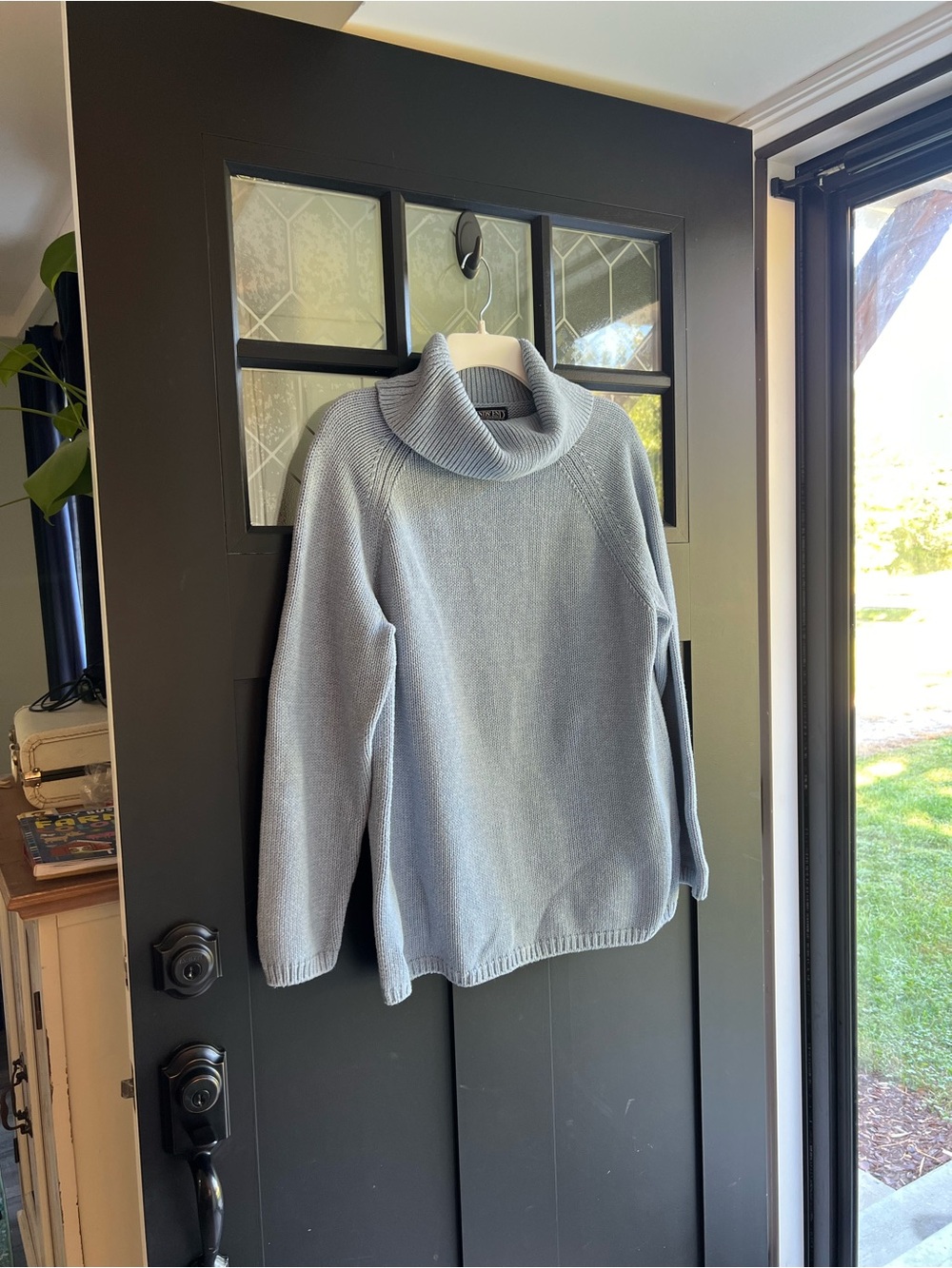 Women’s Light Blue Lands End Turtleneck Sweater 100% Cotton